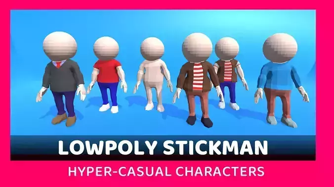 Polygon Character Pack - LowPoly Stickman Characters Low-poly 3D model