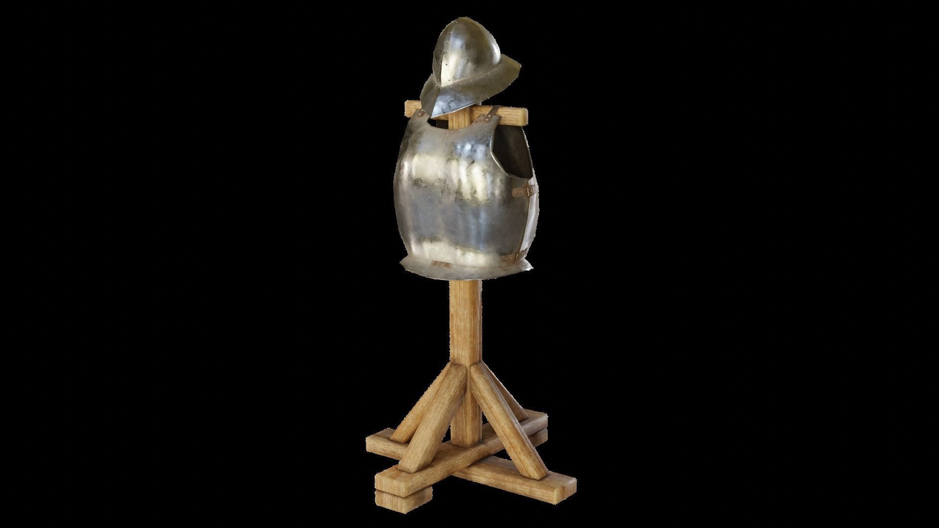 Renaissance Armoury - Armor Helmet Sword Stand Low-poly 3D model_2