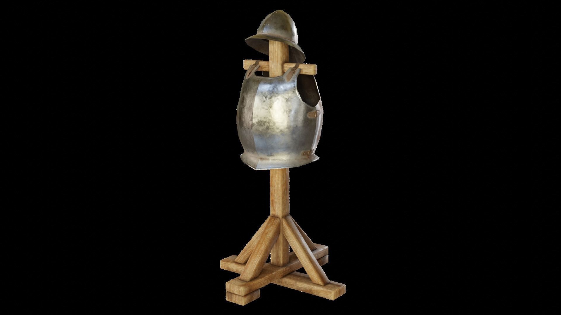 Renaissance Armoury - Armor Helmet Sword Stand Low-poly 3D model_1