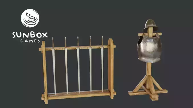 Renaissance Armoury - Armor Helmet Sword Stand Low-poly 3D model