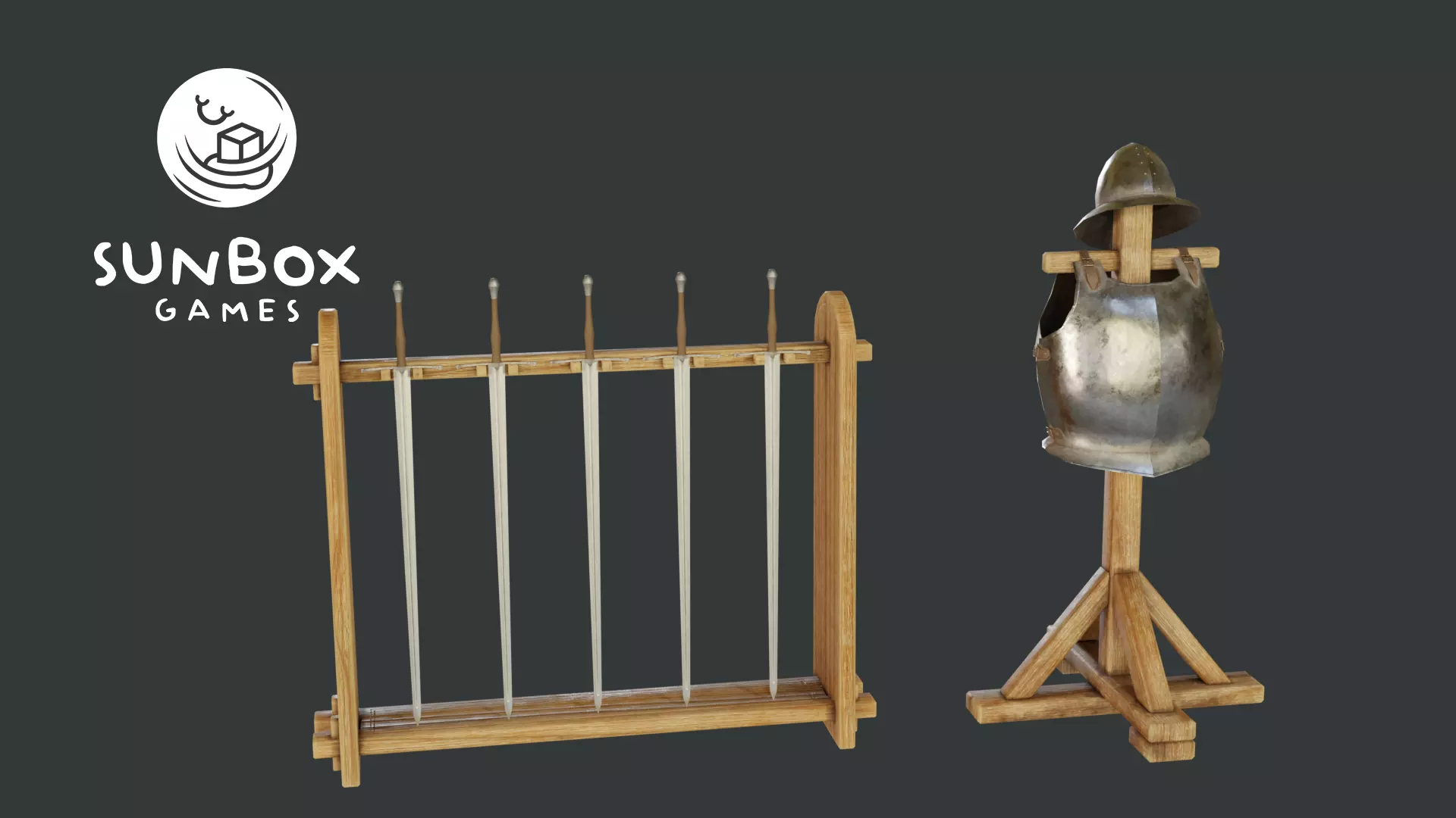 Renaissance Armoury - Armor Helmet Sword Stand Low-poly 3D model_0