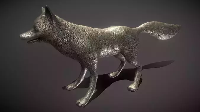 Fox Bronze Statue Low-poly 3D model