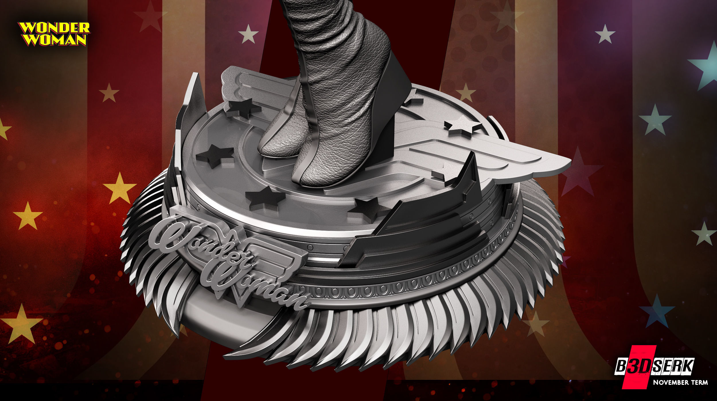 B3DSERK November term 2022 Wonder Woman Lynda Carter Sculpture 3D print model_13