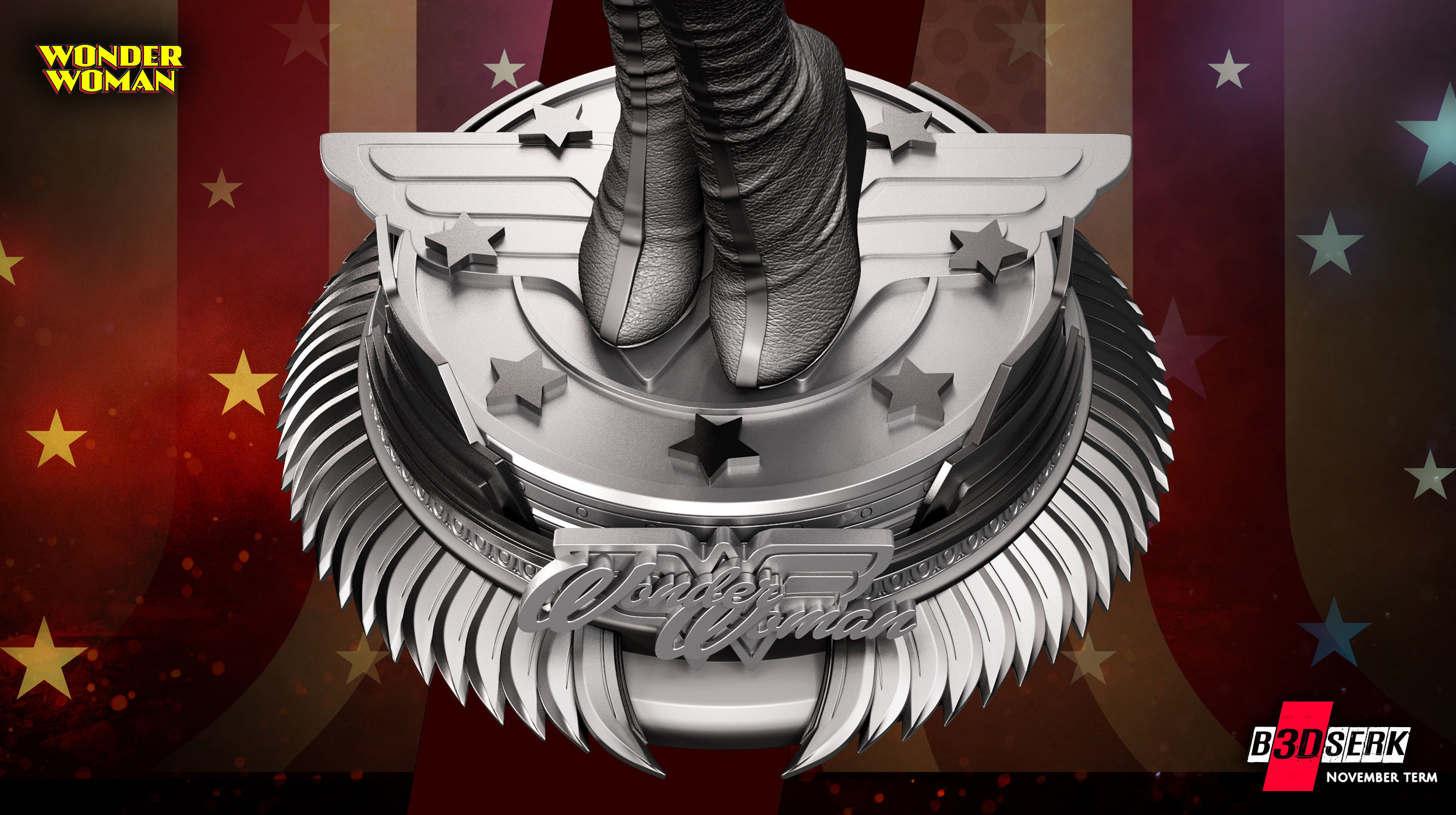 B3DSERK November term 2022 Wonder Woman Lynda Carter Sculpture 3D print model_11