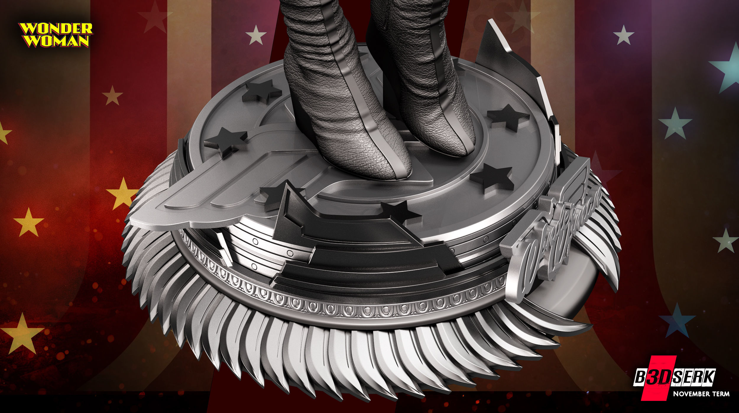 B3DSERK November term 2022 Wonder Woman Lynda Carter Sculpture 3D print model_10