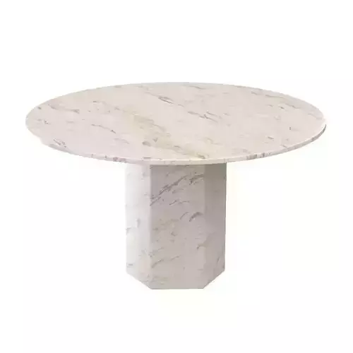 Epic Dining Table Round 130cm White Travertine