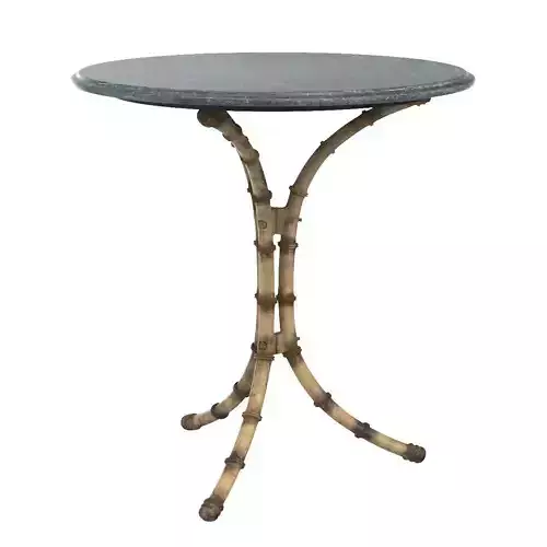 English Green Marble Top Faux Bamboo Cafe Table