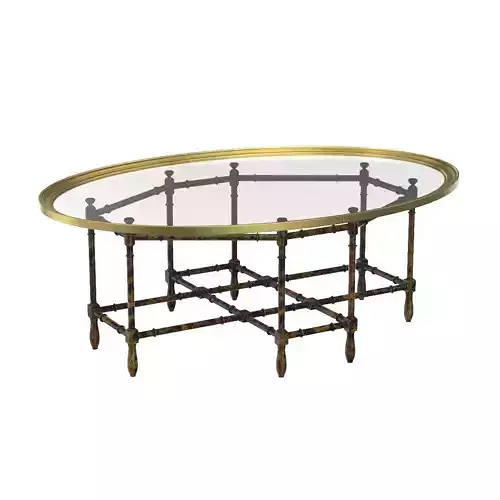 English Chinese Chippendale Faux Bamboo Glass Brass