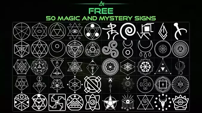 50 Free Hand Painted Alpha Magic Signs and Elements - Vol 8