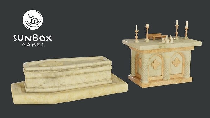 Renaissance Altar Sarcophagus Candles Low-poly 3D model