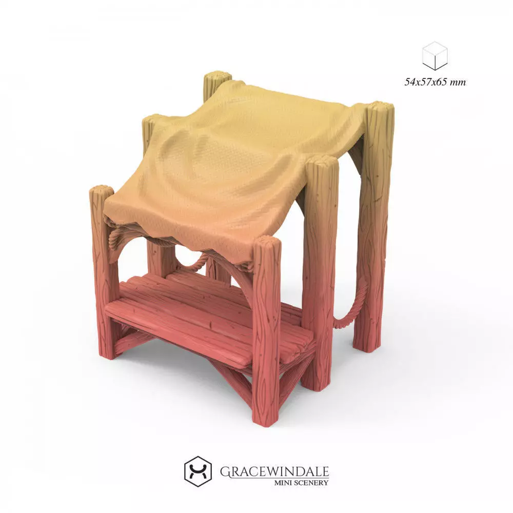 Canvassed Market Stall - Covered Vendor Booth 3D print model_1