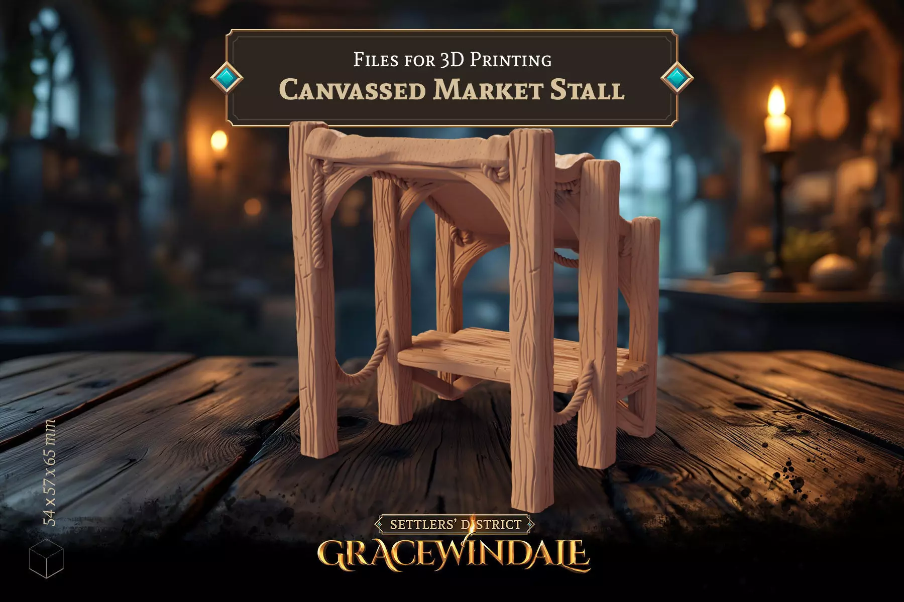 Canvassed Market Stall - Covered Vendor Booth 3D print model_3