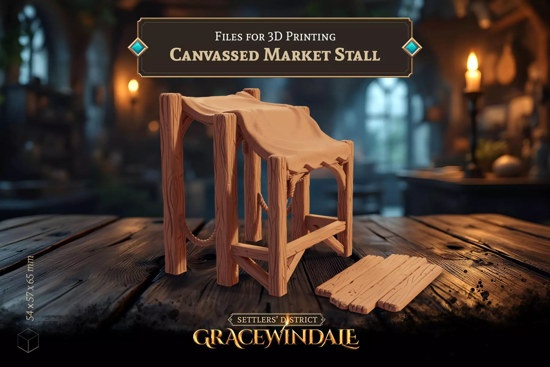 Canvassed Market Stall - Covered Vendor Booth 3D print model_7