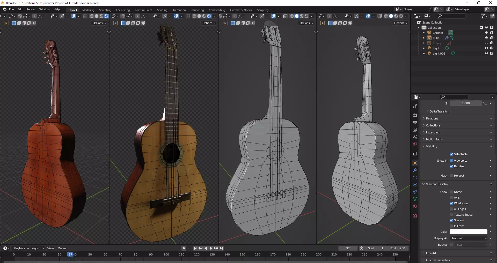 Guitar guitars Free low-poly 3D model