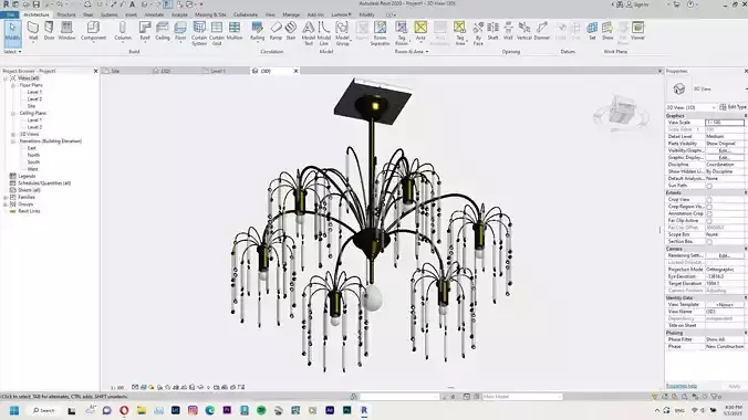 Chandelier or Classical Hanging Lamp Revit Family Interior 3D model