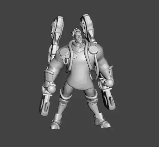 K Sante 3D Model overwatch character holding gun