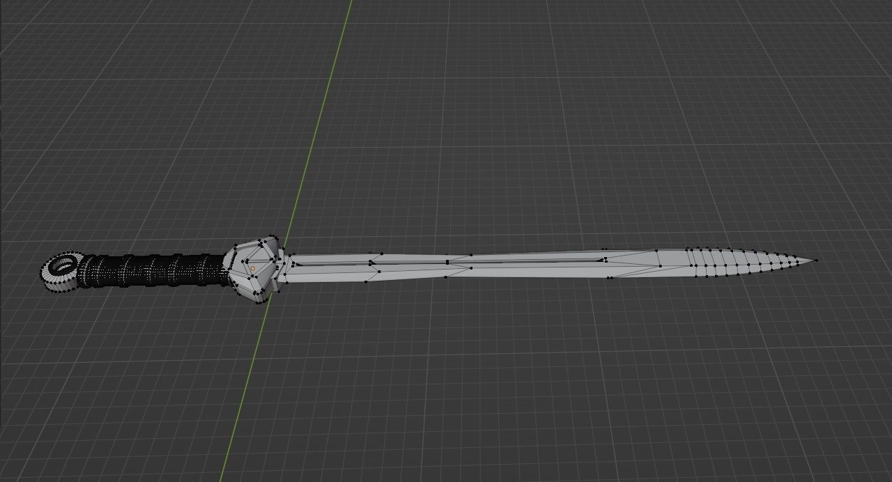 Short medieval low poly Sword 3D model_3
