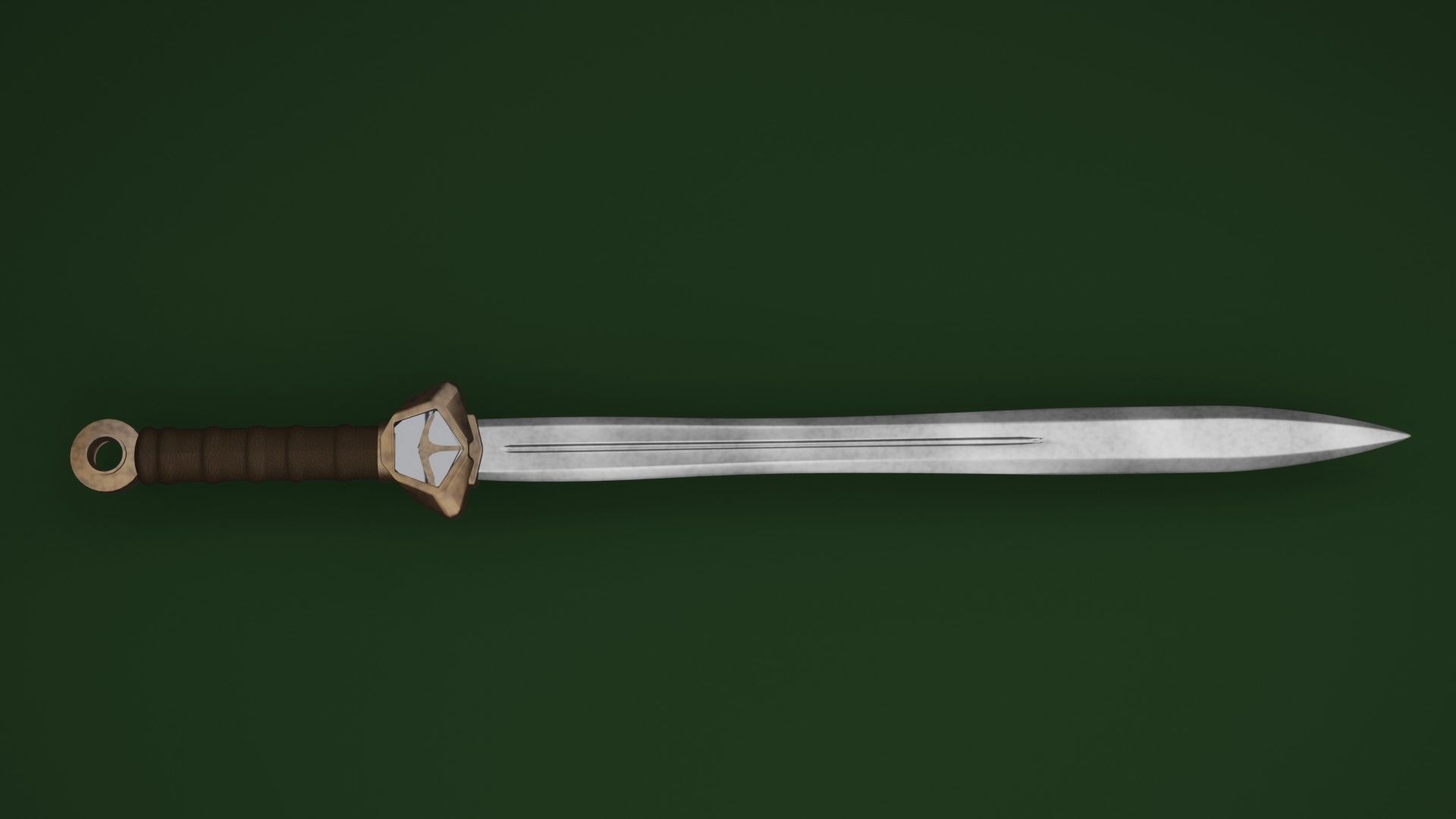 Short medieval low poly Sword 3D model_1