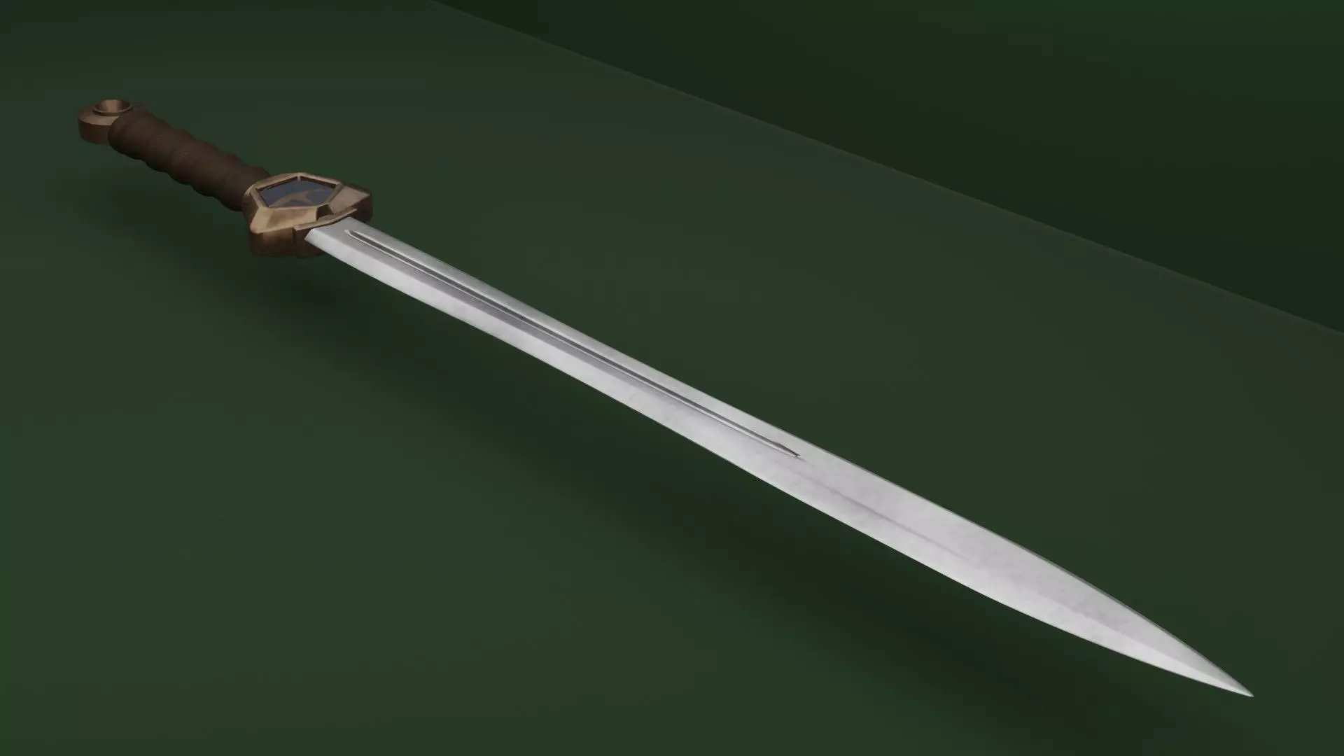 Short medieval low poly Sword 3D model_0