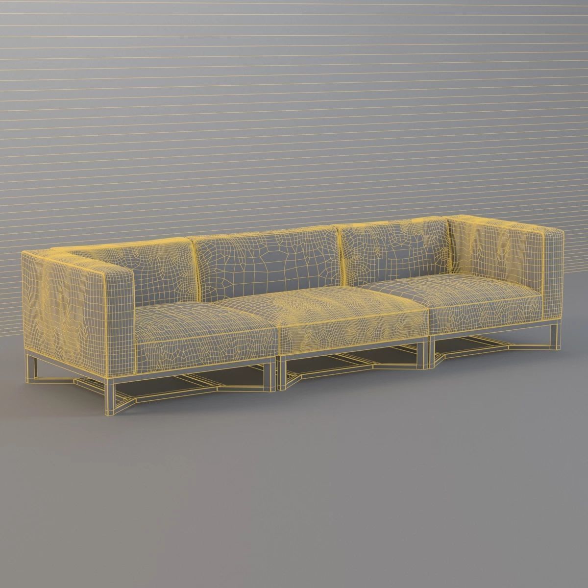 Bloc Modular 3 Seater Sofa by Gloster 3D model_5