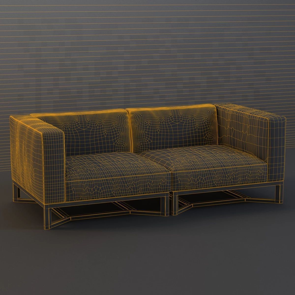Bloc Modular 2 Seater Sofa by Gloster 3D model_5