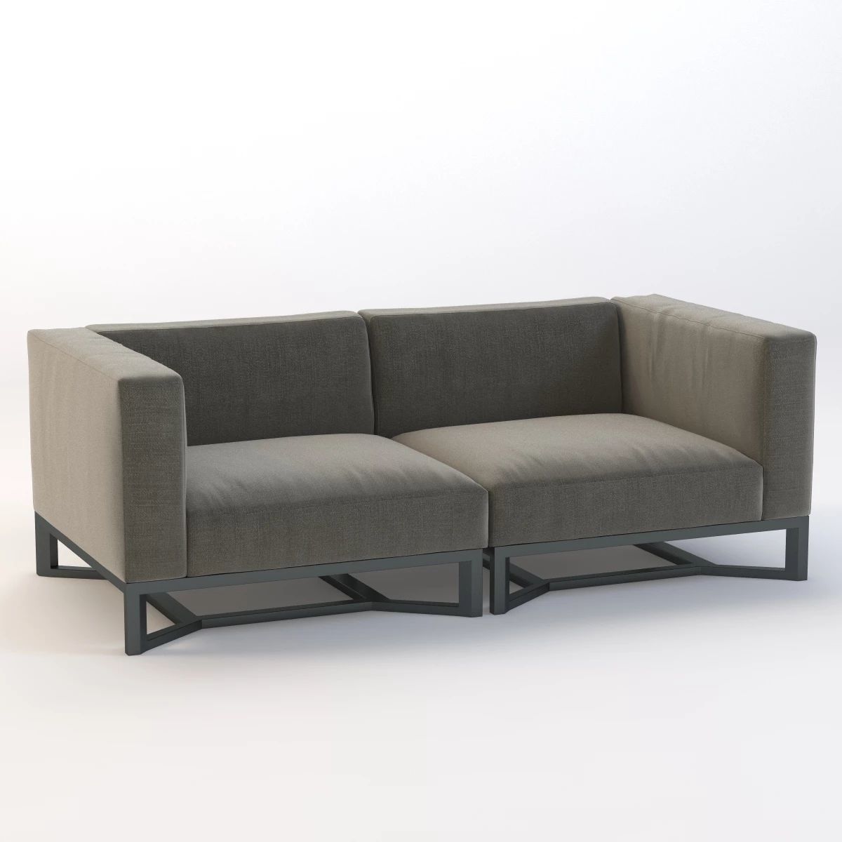 Bloc Modular 2 Seater Sofa by Gloster 3D model_1