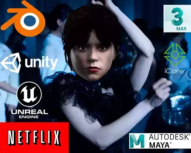 Wednesday Addams Full Rigged with Face Rig  and 100 Morph 3D model
