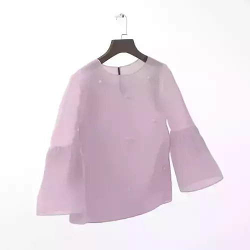 Bell Sleeve Pearls Embellished Tolders Top
