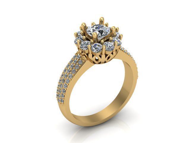Solitaire ring 50 3D print model_1