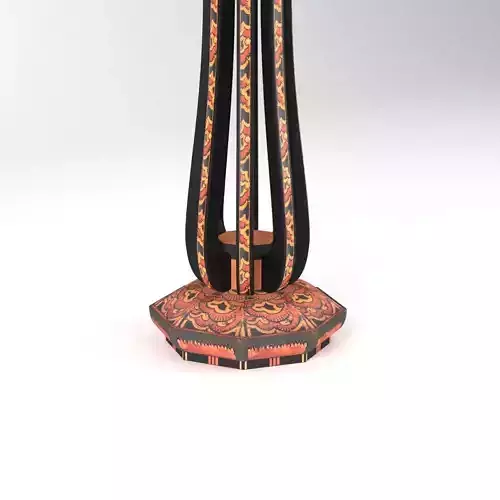 Art Deco Amsterdam School Batik Decoration Wooden Floor Lamp