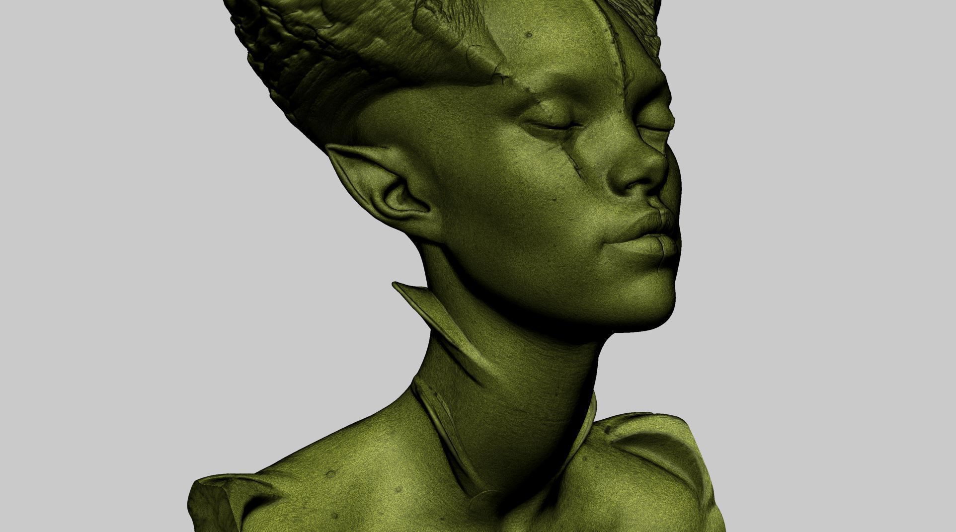 Fantasy Female Bust A 3D print model_17
