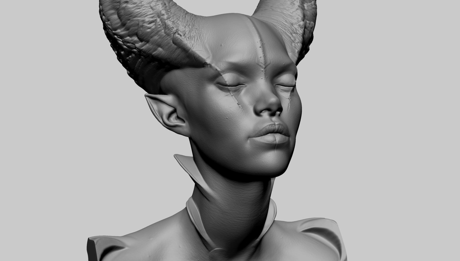 Fantasy Female Bust A 3D print model_8