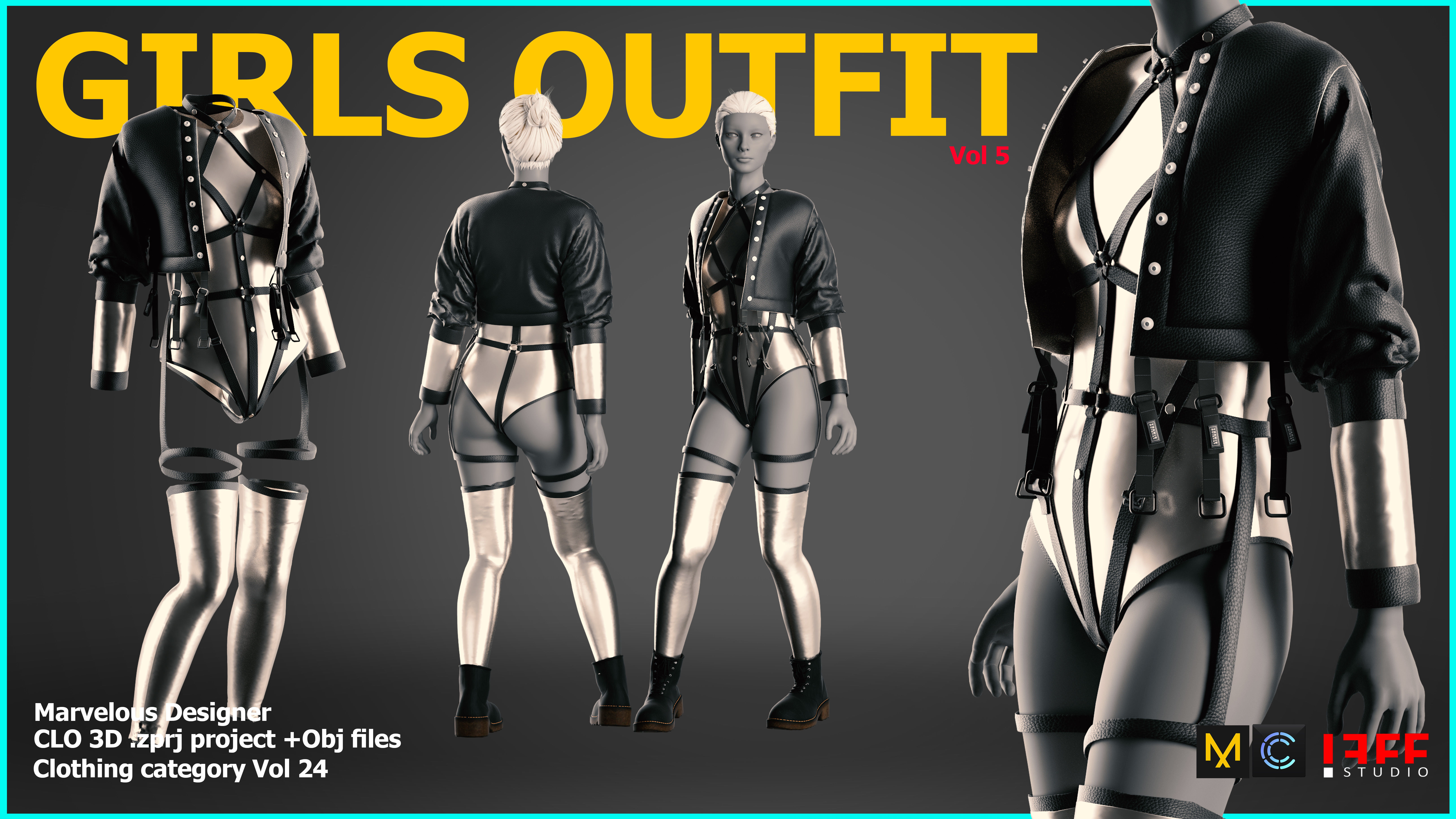 Girls outfit 5 Marvelous VOL 24 Low-poly 3D model_9