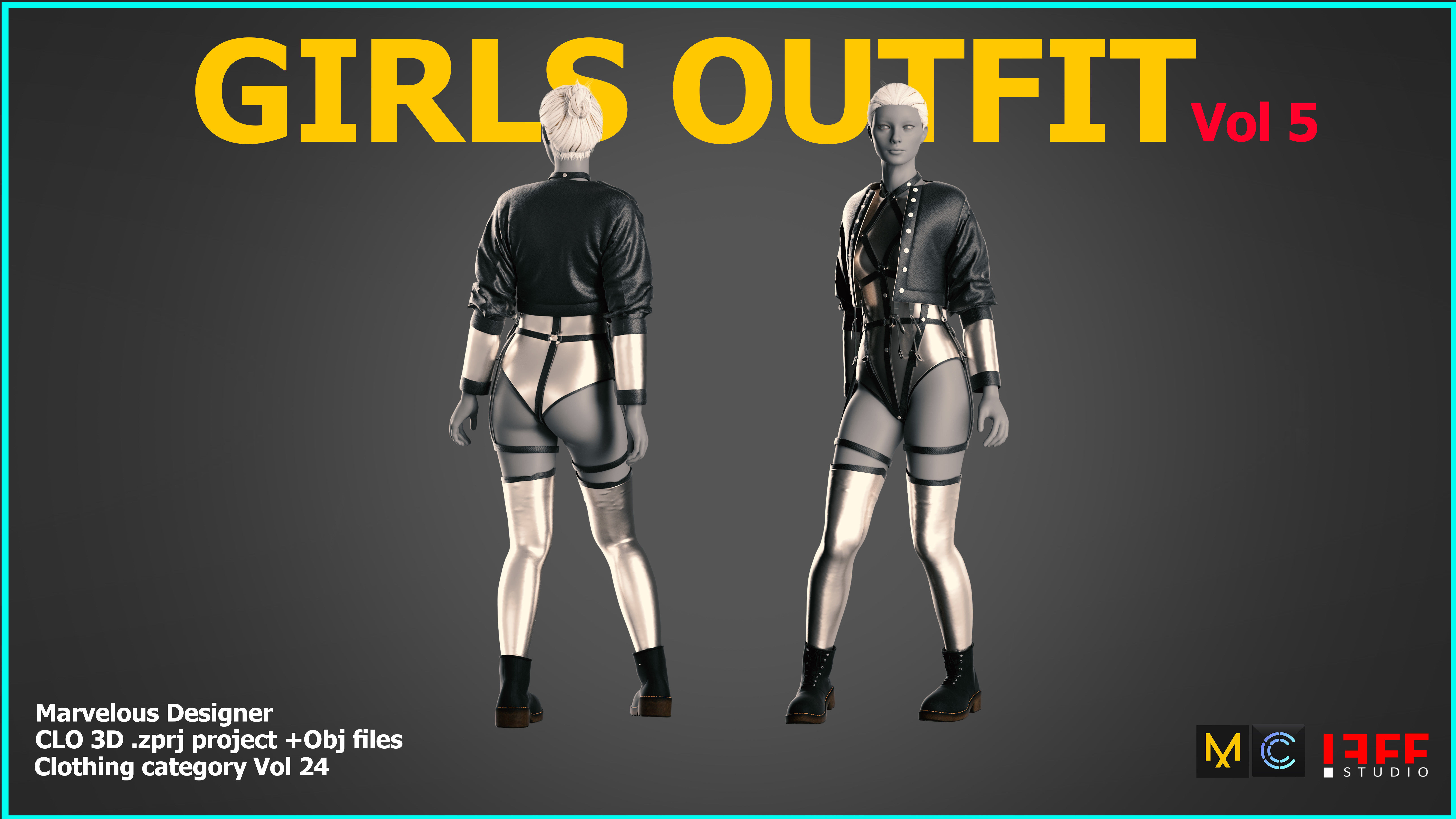 Girls outfit 5 Marvelous VOL 24 Low-poly 3D model_10