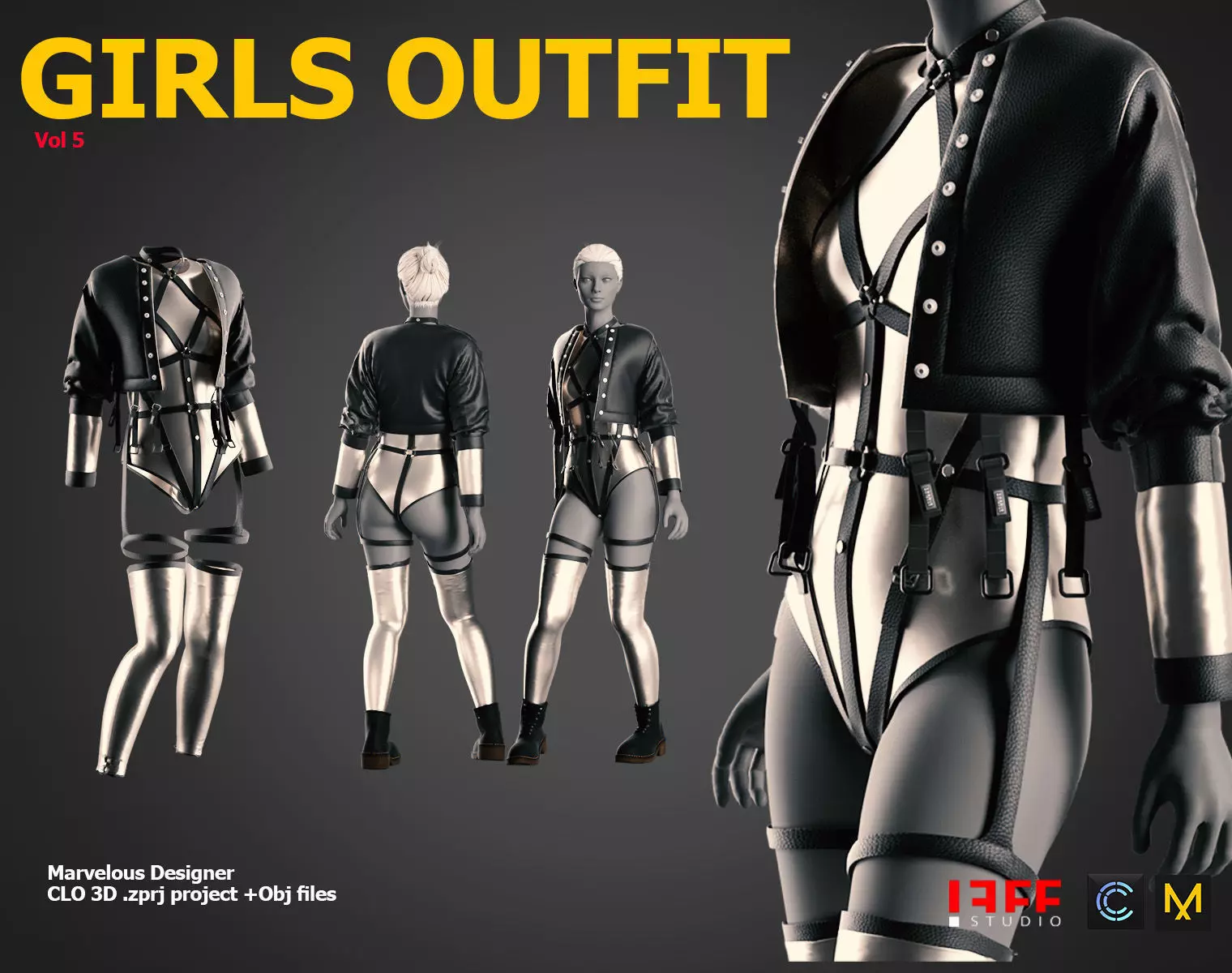 Girls outfit 5 Marvelous VOL 24 Low-poly 3D model_0