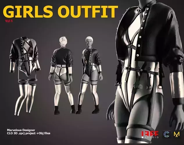 Girls outfit 5 Marvelous VOL 24 Low-poly 3D model Girls outfit 5 Marvelous VOL 24 Low-poly 3D model