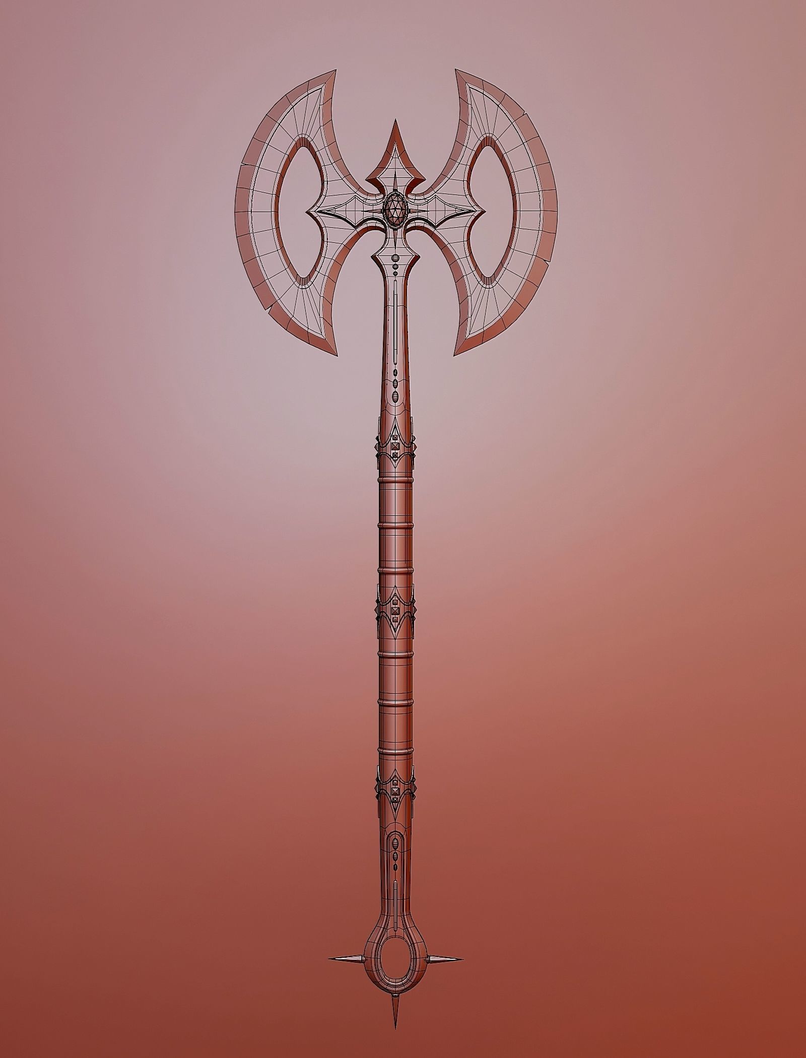 Fantasy Combat Sword-Poleaxe 3D model_4