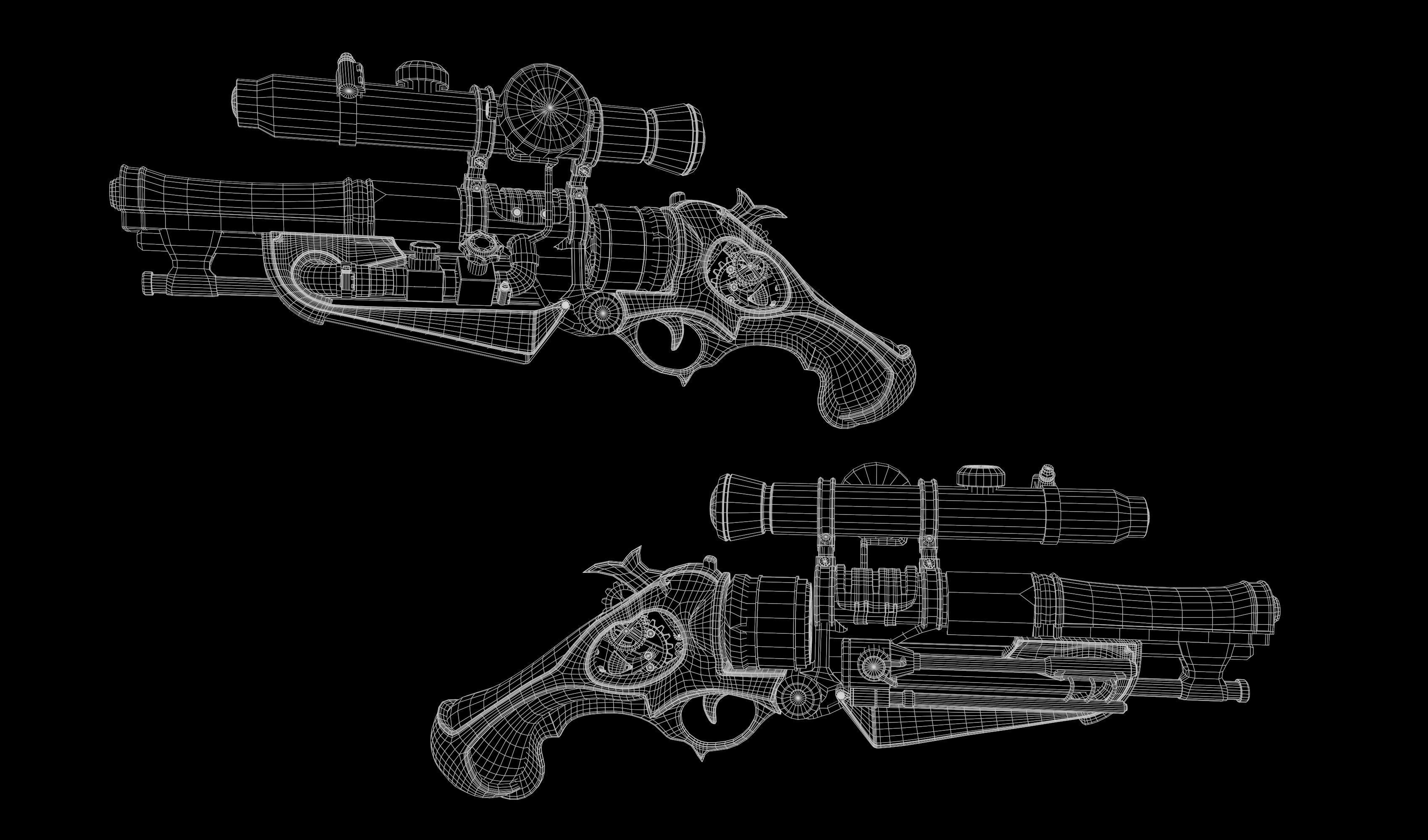 Gun low poly 3d model sniper rifle from star wars force awakens 3D model_8