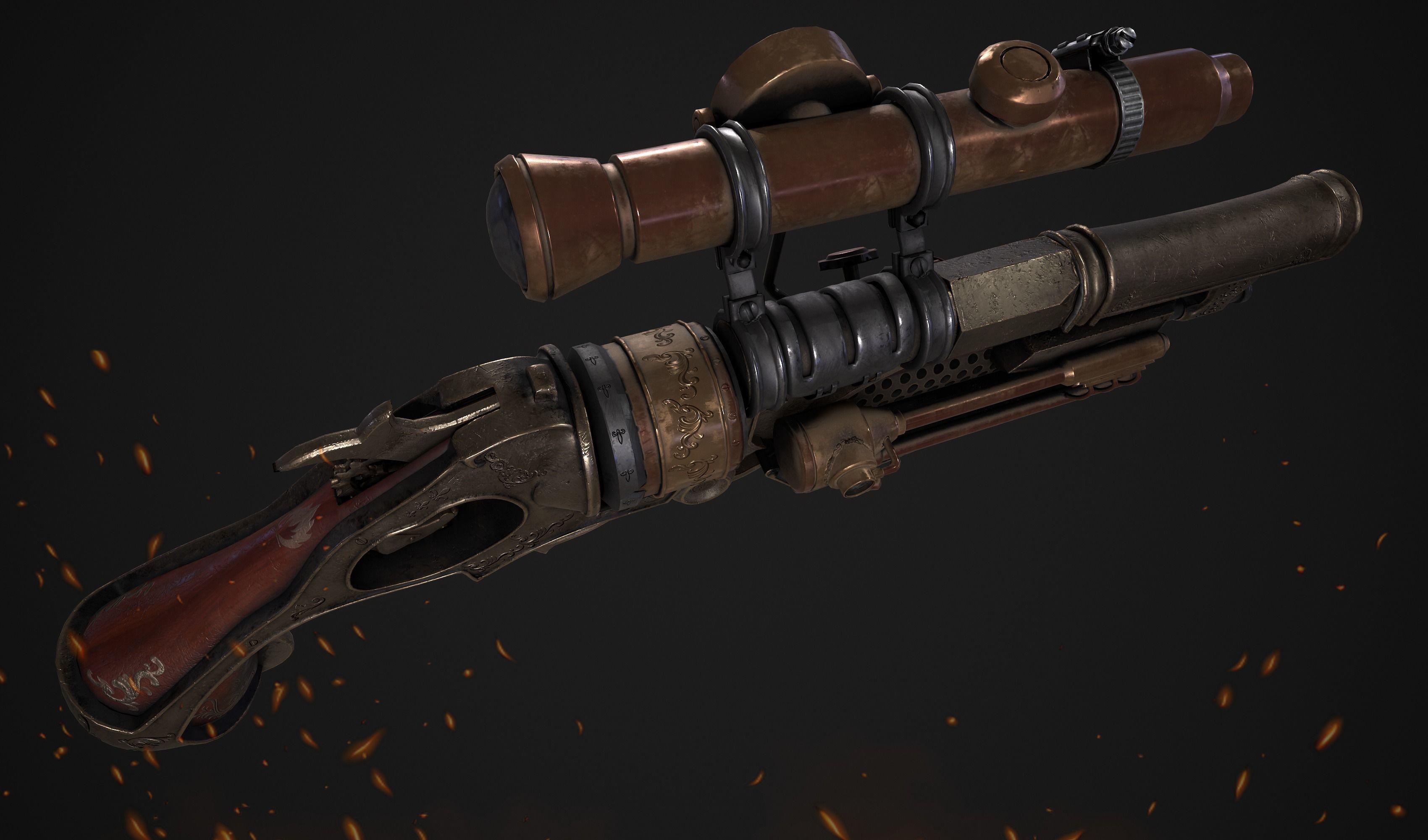 Gun low poly 3d model sniper rifle from star wars force awakens 3D model_2