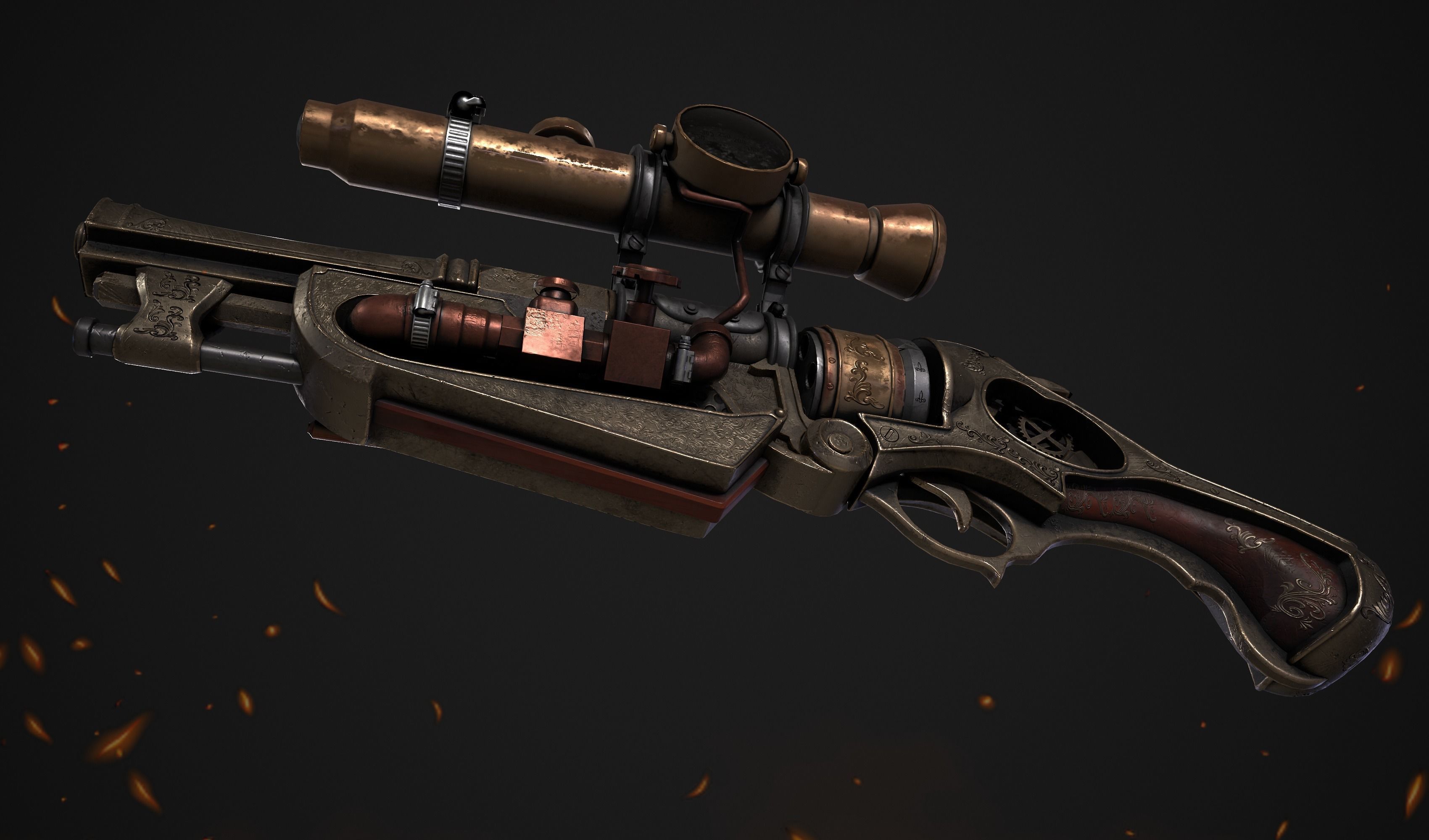 Gun low poly 3d model sniper rifle from star wars force awakens 3D model_1