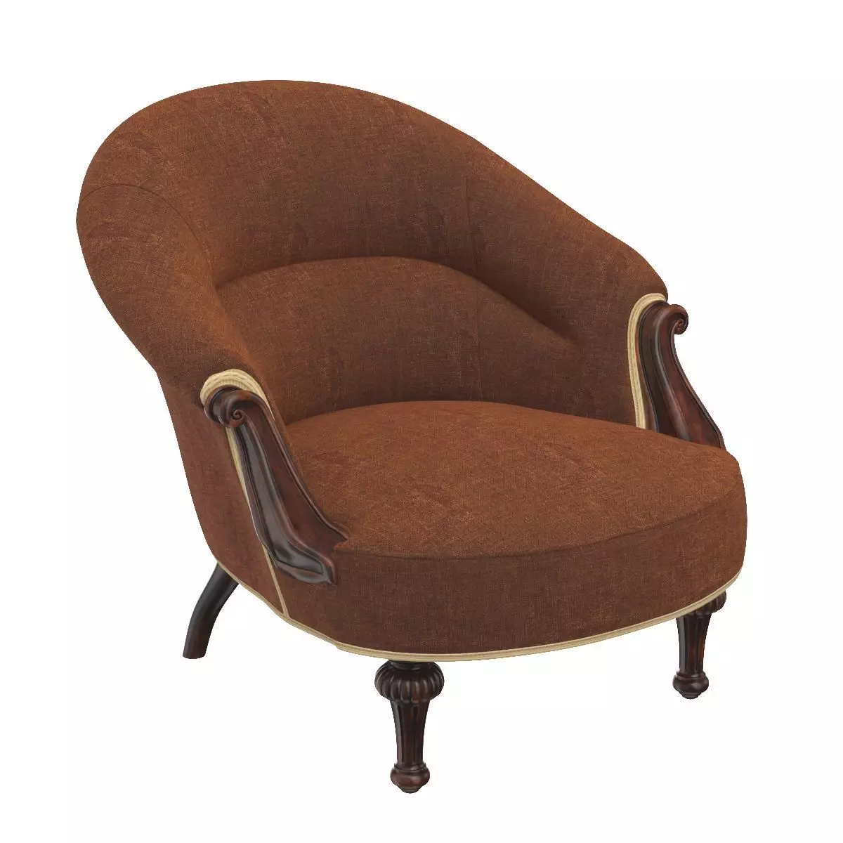 19th Century English Upholstered Tub Chair 3D model_0