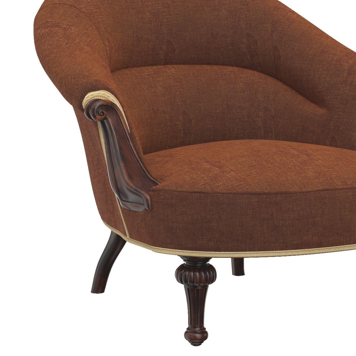 19th Century English Upholstered Tub Chair 3D model_4