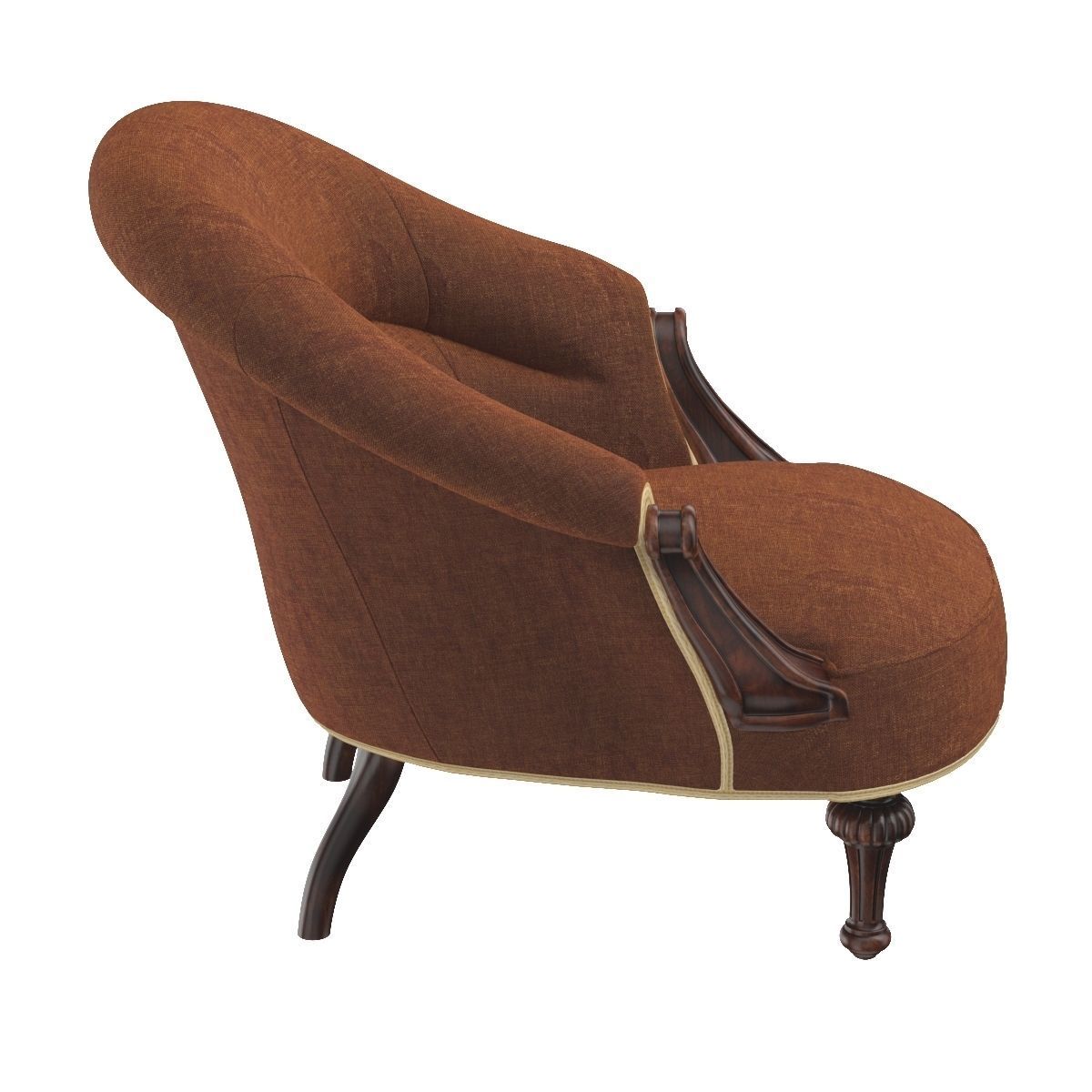 19th Century English Upholstered Tub Chair 3D model_3
