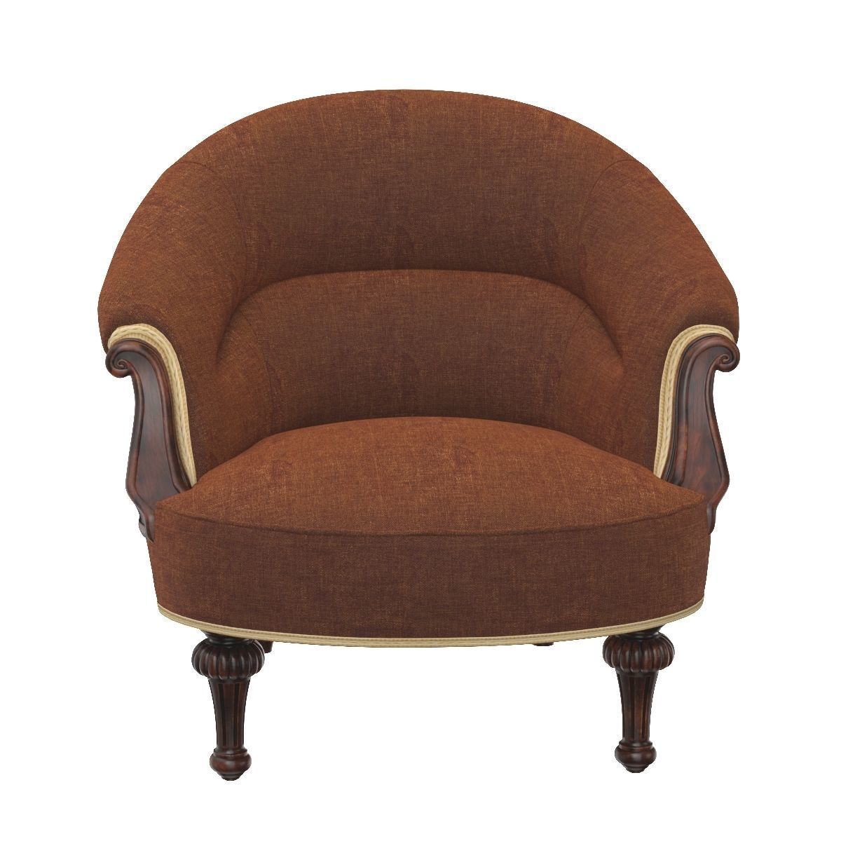 19th Century English Upholstered Tub Chair 3D model_5