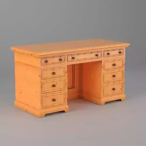 1920s Pine Faux Bamboo Painted Knee Hole Desk