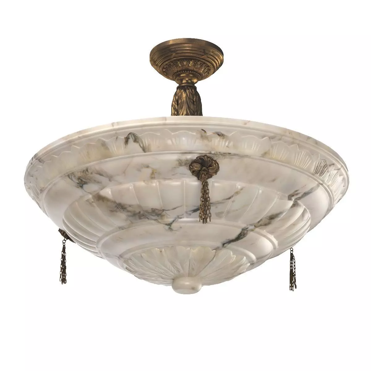 1910 White Alabaster Chandelier 3D model_0