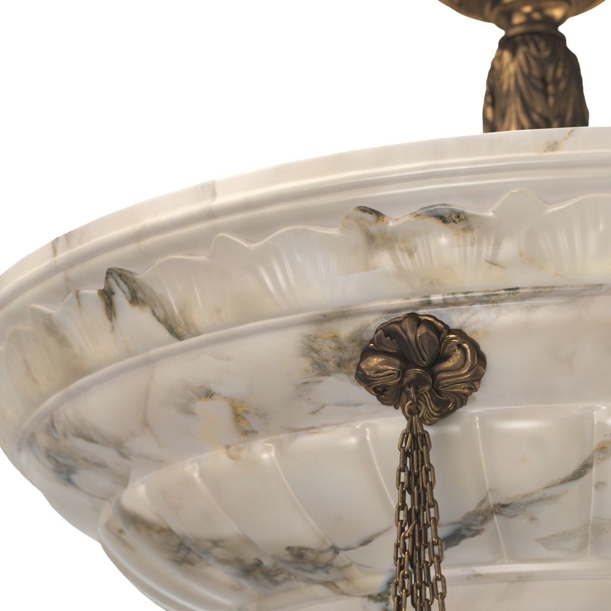 1910 White Alabaster Chandelier 3D model_4