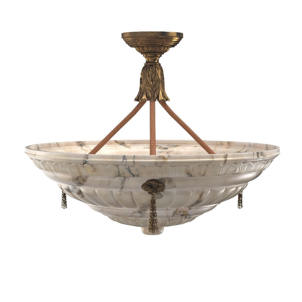 1910 White Alabaster Chandelier 3D model_5