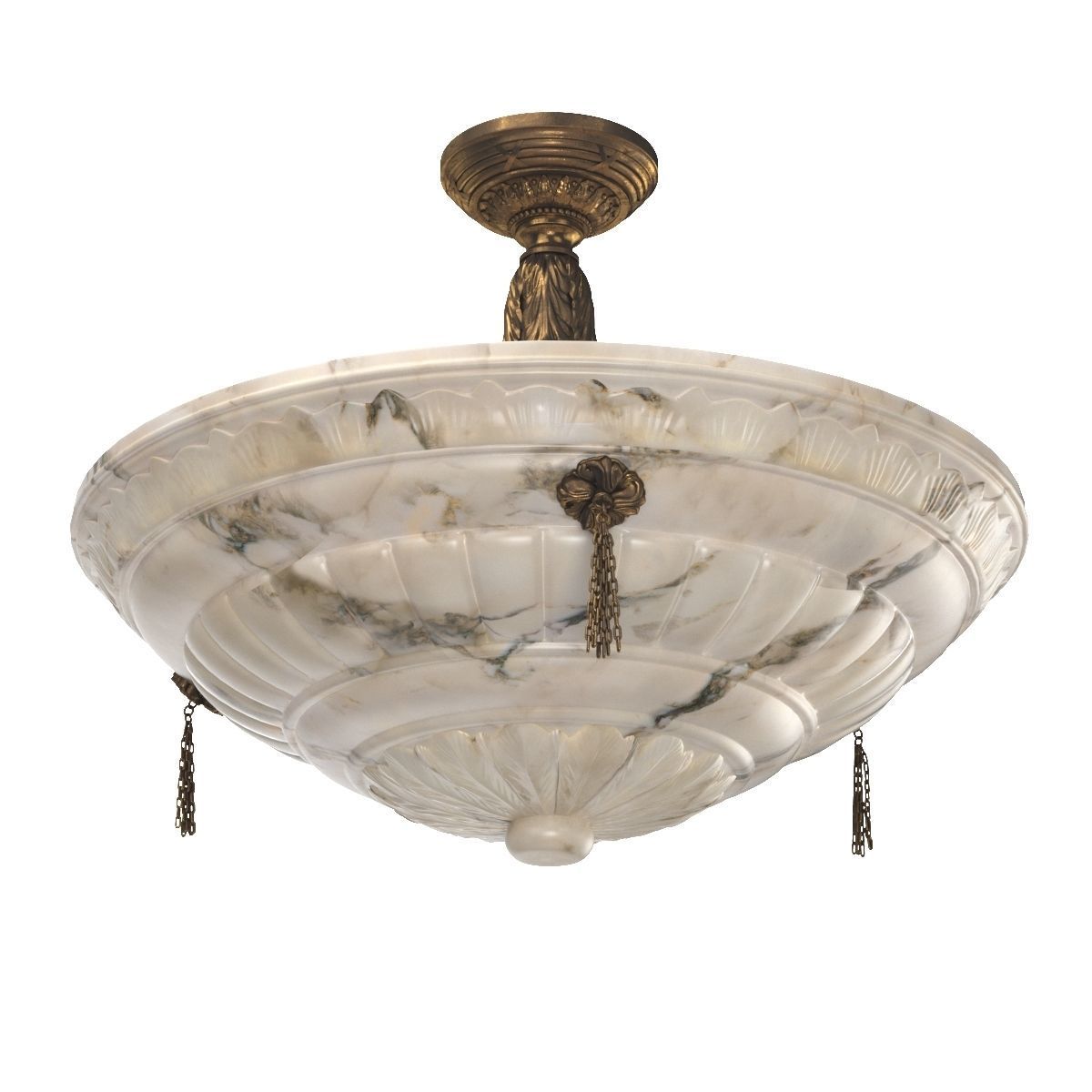 1910 White Alabaster Chandelier 3D model_1