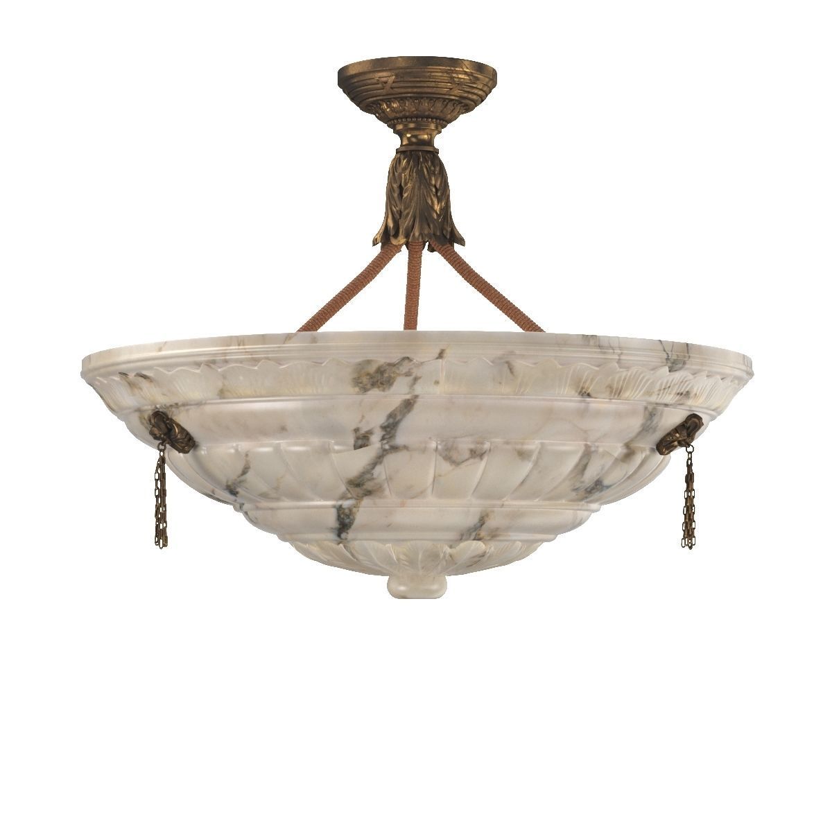 1910 White Alabaster Chandelier 3D model_2
